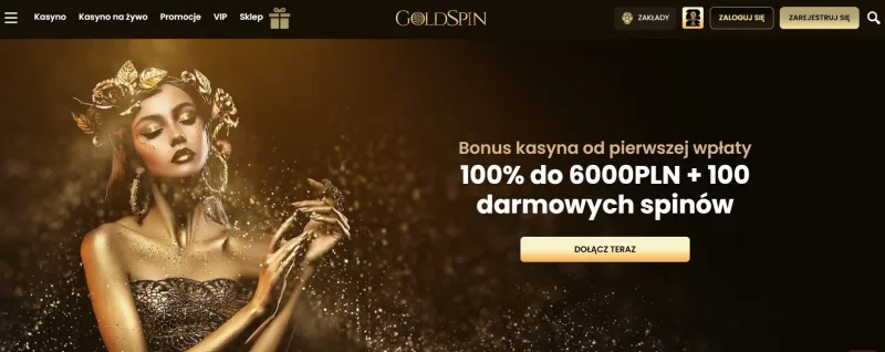 Goldspin - kasyno z depozytem przez Revolut