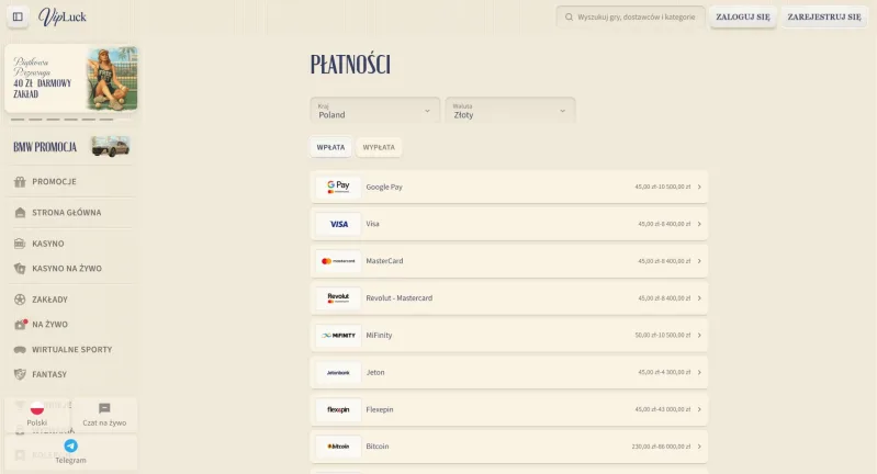 VipLuck - kasyno na prawdziwe pieniądze