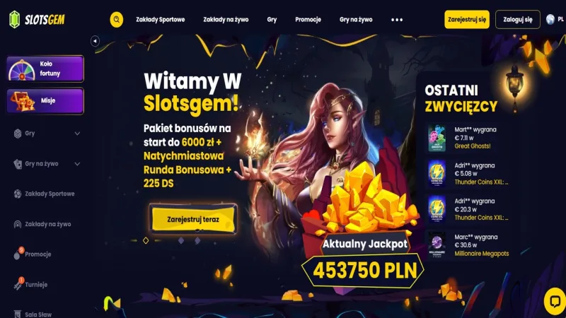 Slotsgem - screenshot strony